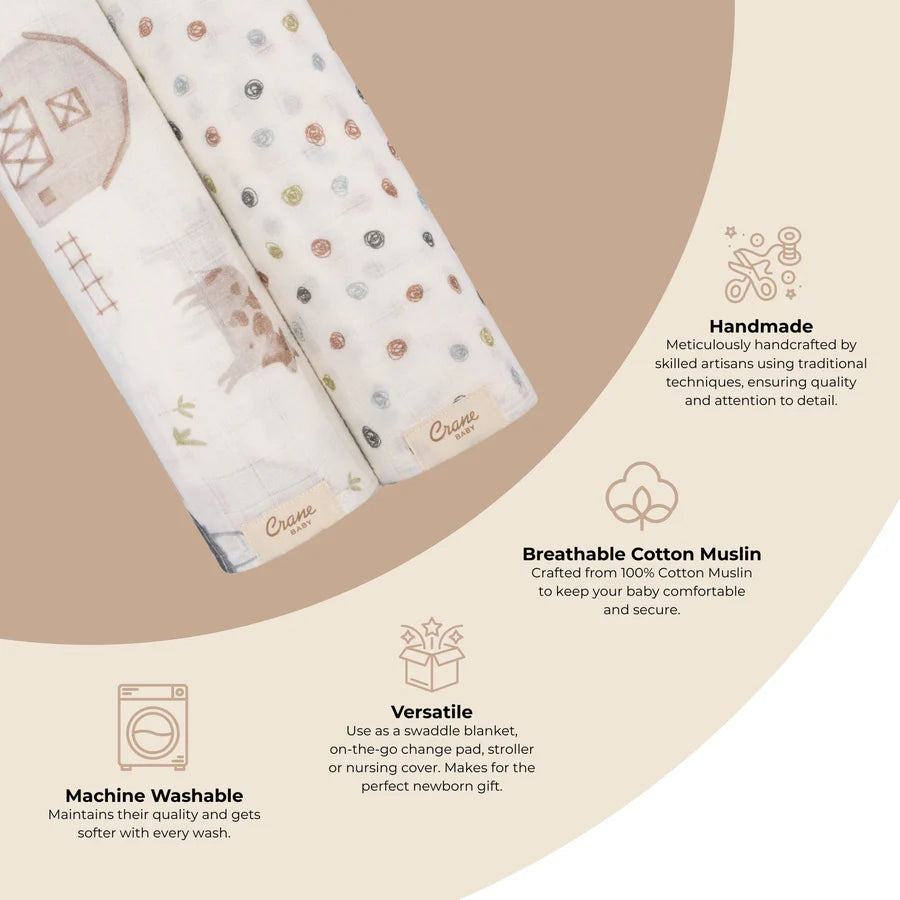 Crane Baby Swaddle Blanket Set- Bambi Baby