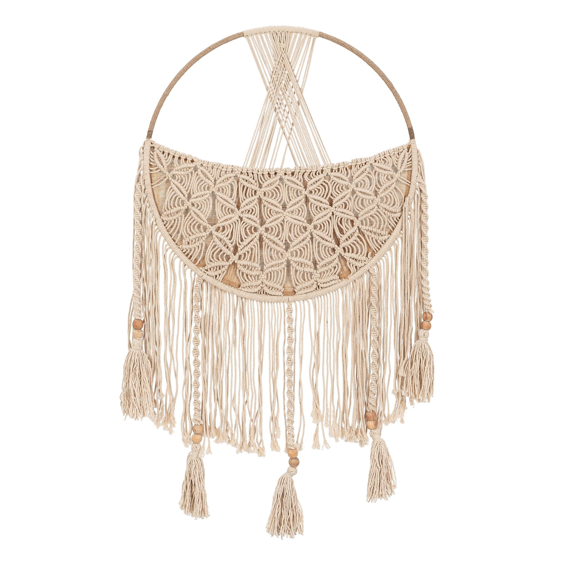 Crane Baby Charlie Farmhouse Macrame Boho Toy Storage Basket with Tassels - Beige- Bambi Baby