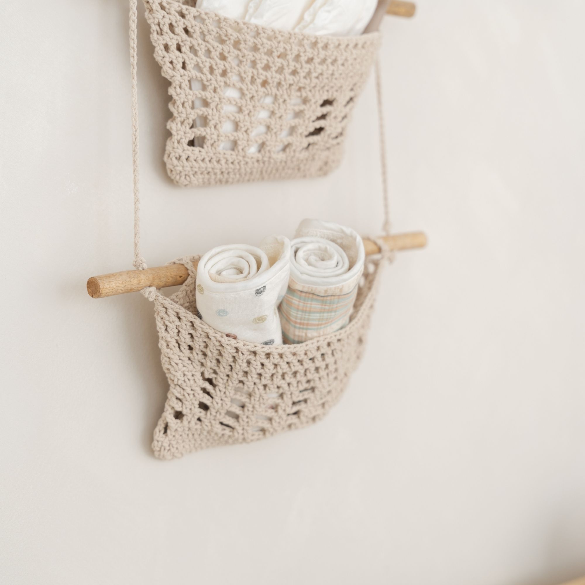 Crane Baby Charlie Farmhouse 3-Tier Toy Hanging Wall Storage Organizer - Beige- Bambi Baby
