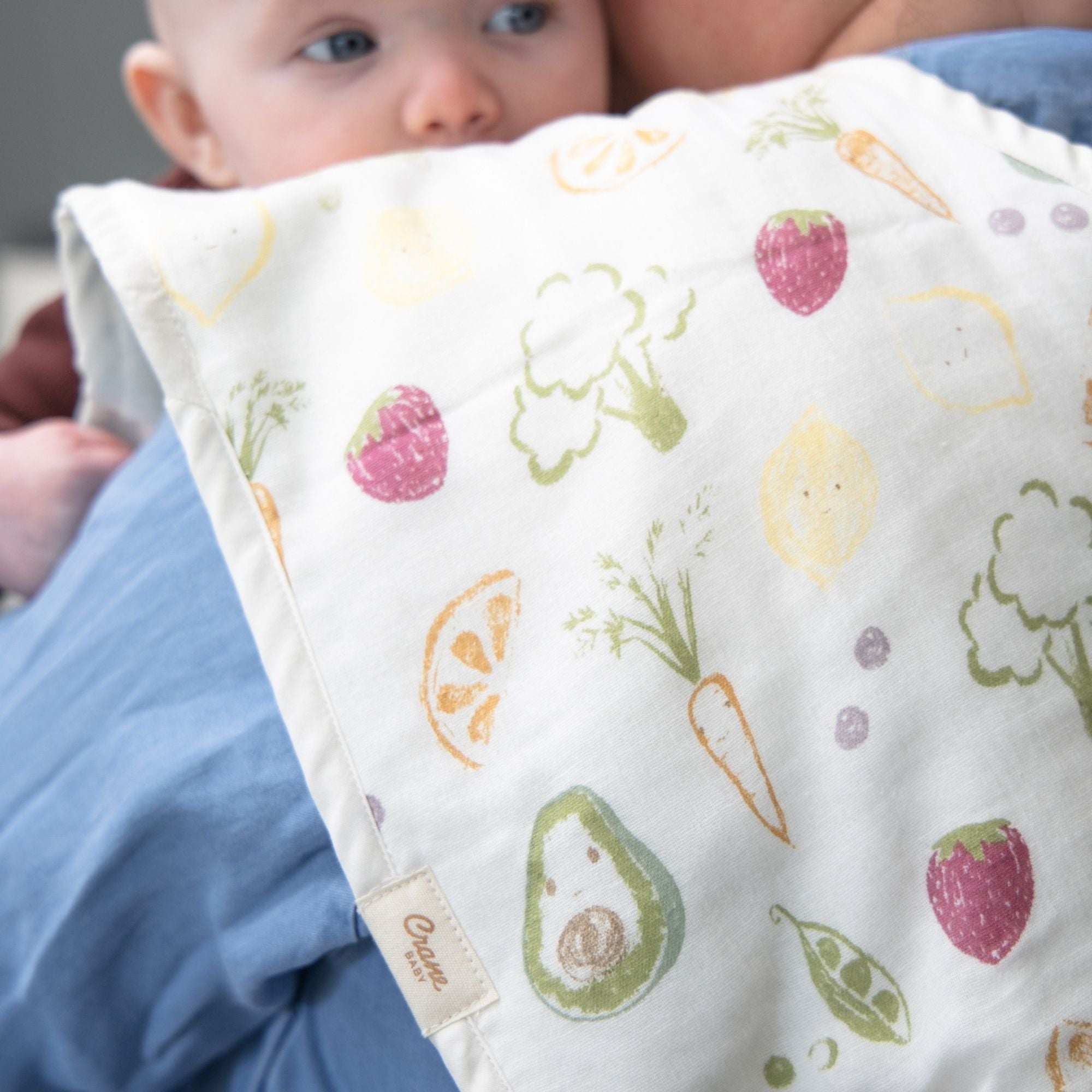 Crane Baby Clementine Fruits & Veggies Cotton Burp Cloth Set- Bambi Baby