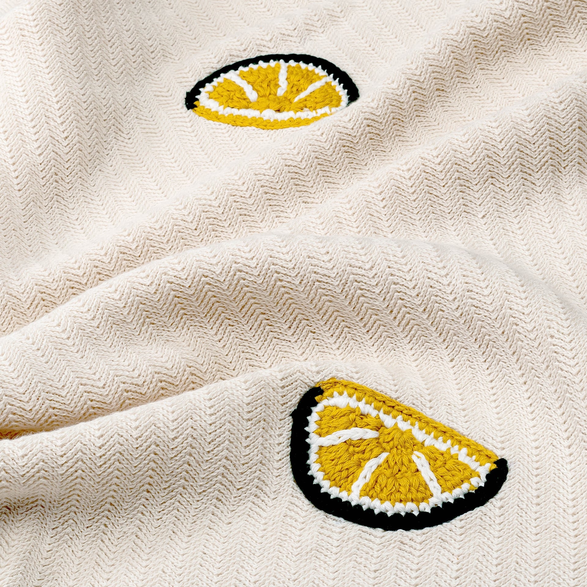 Crane Baby Clementine Lemon Embroidered Knit Baby Blanket- Bambi Baby