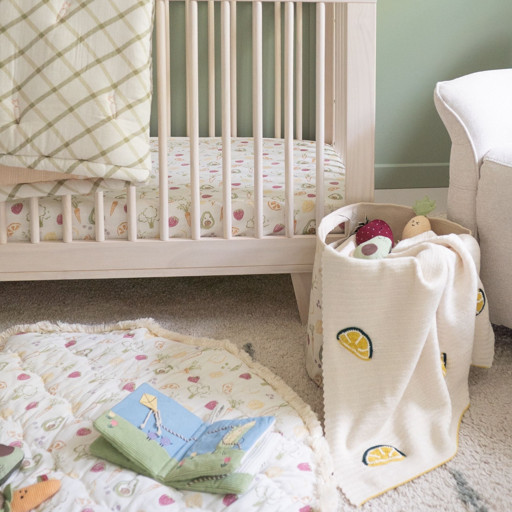 Crane Baby Clementine Lemon Embroidered Knit Baby Blanket- Bambi Baby