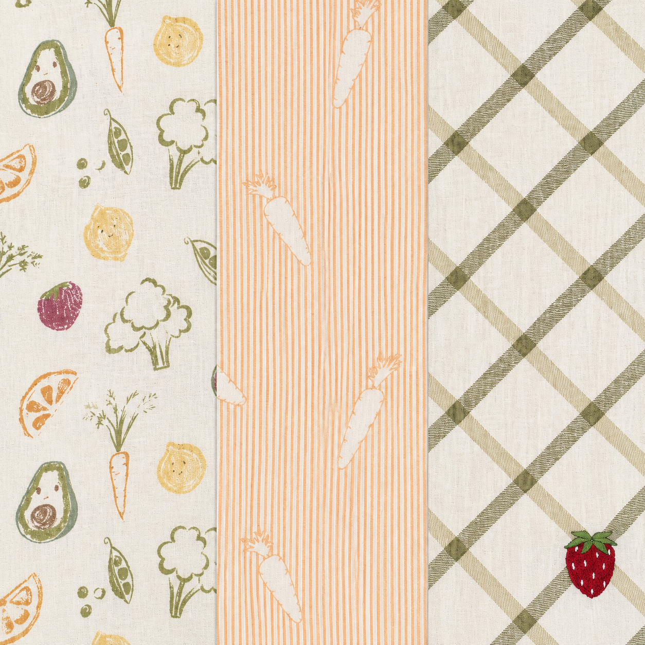 Crane Baby Clementine Fruit & Veggie Cotton Bandana Baby Bib (3 Pack)- Bambi Baby