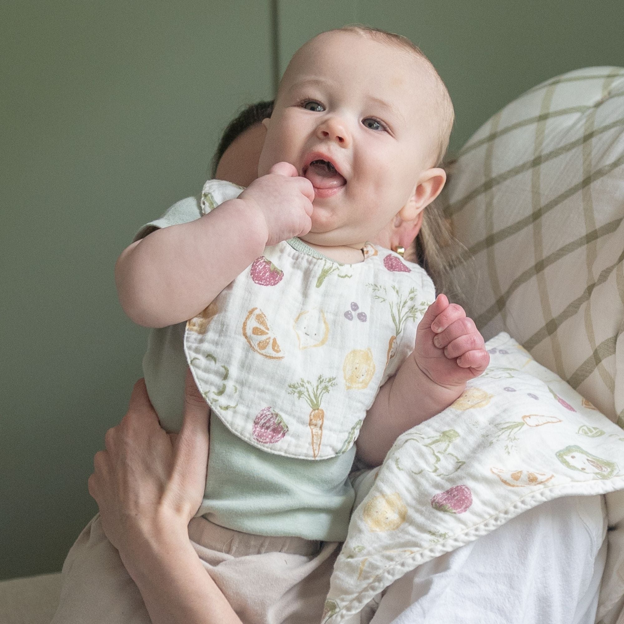 Crane Baby Clementine Fruit & Veggie Cotton Bandana Baby Bib (3 Pack)- Bambi Baby