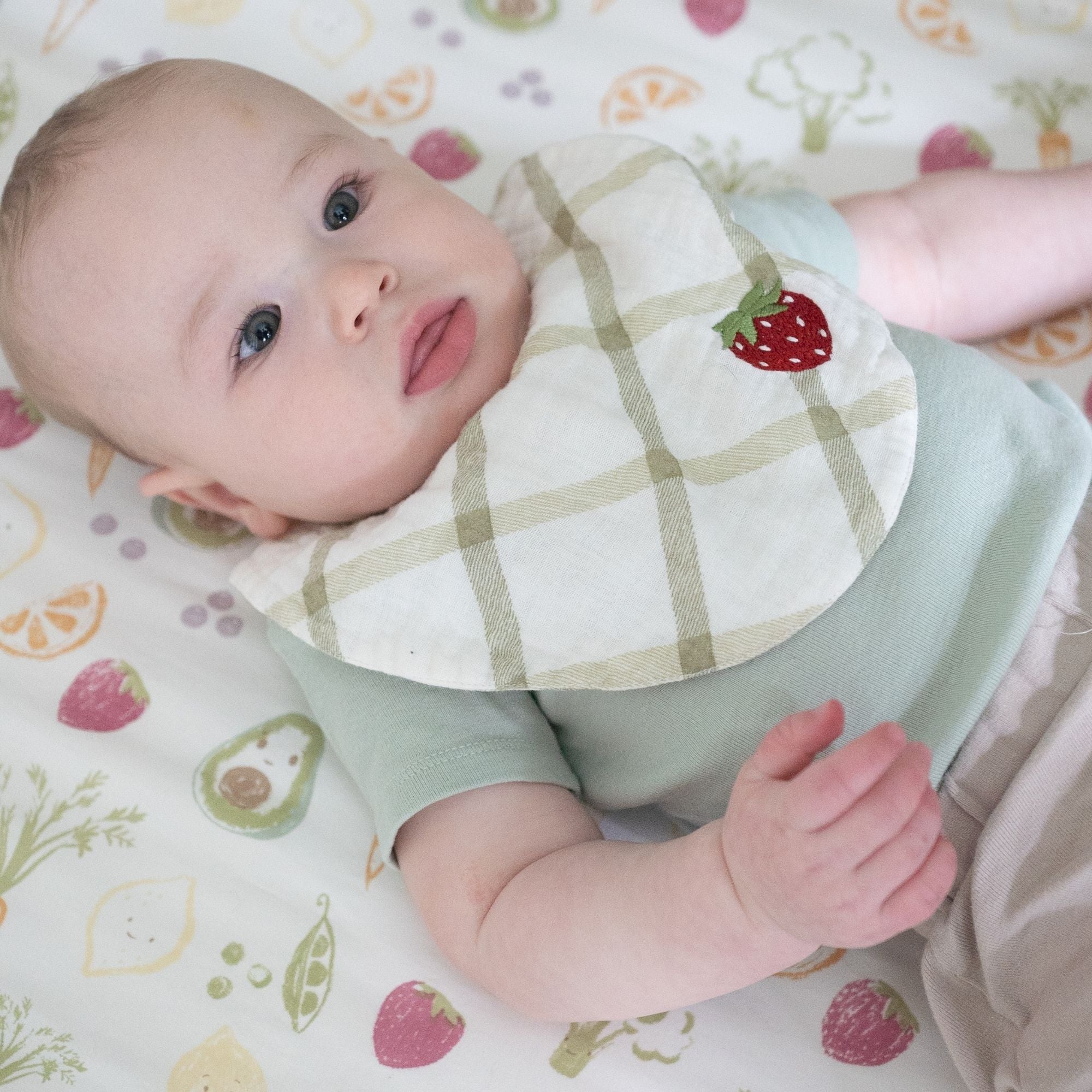Crane Baby Clementine Fruit & Veggie Cotton Bandana Baby Bib (3 Pack)- Bambi Baby