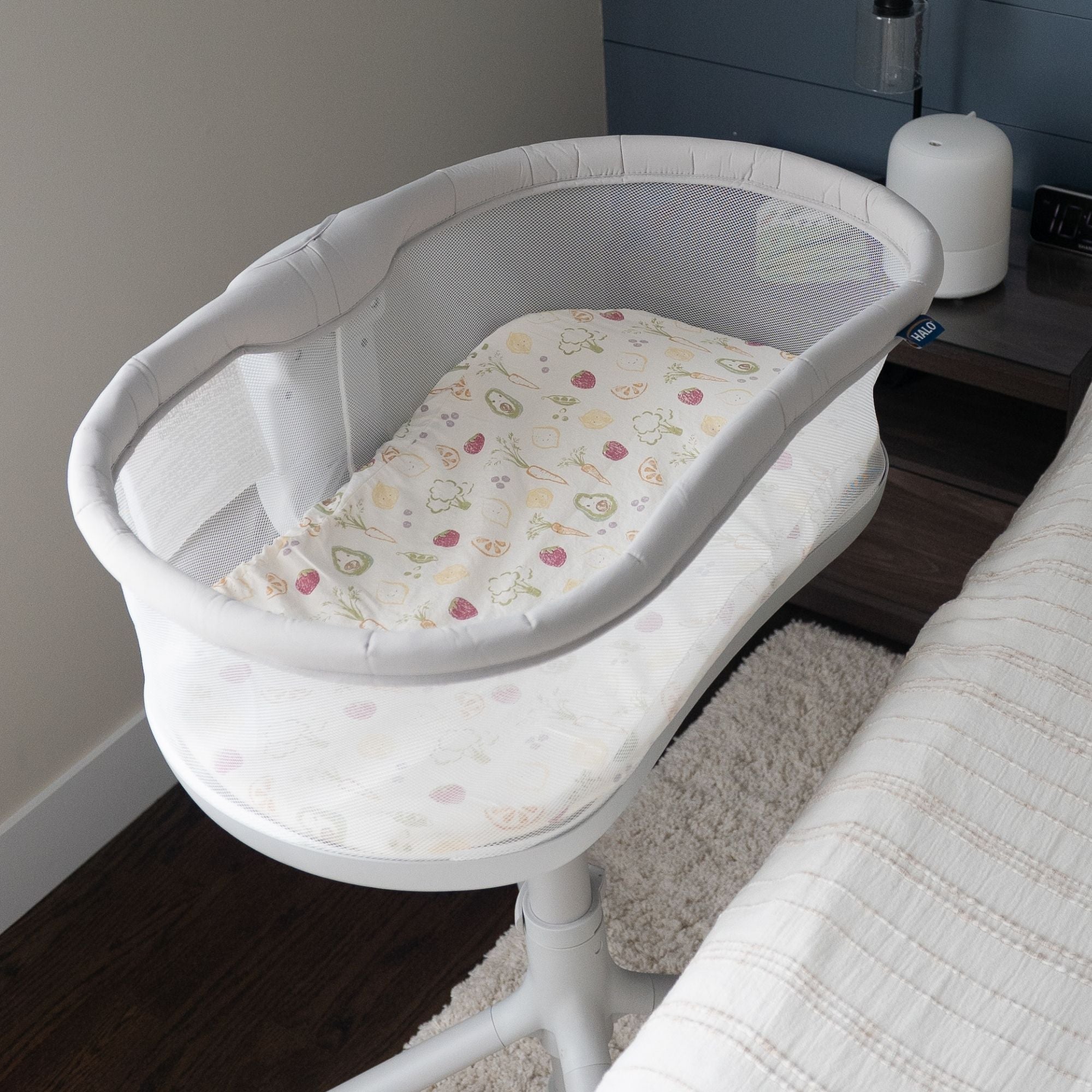 Crane Baby Clementine Fruits & Veggies Cotton Bassinet Sheet- Bambi Baby