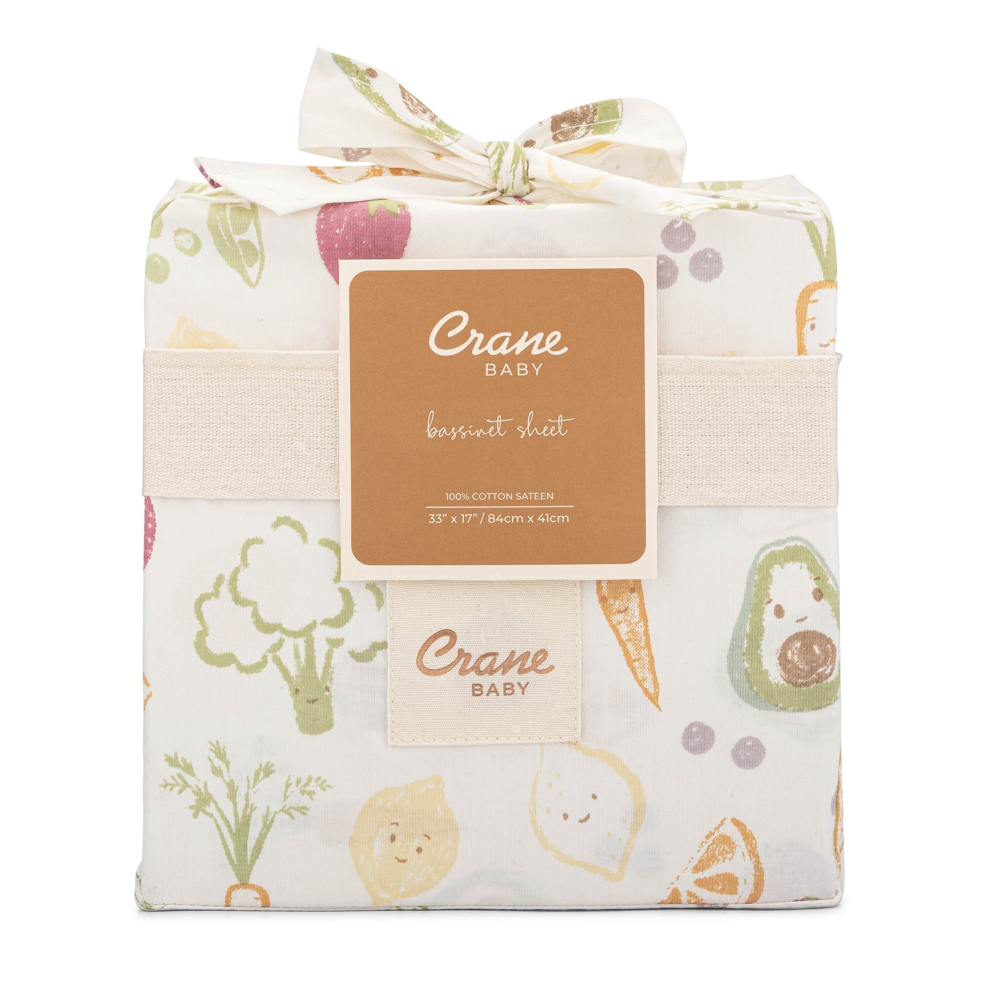 Crane Baby Clementine Fruits & Veggies Cotton Bassinet Sheet- Bambi Baby