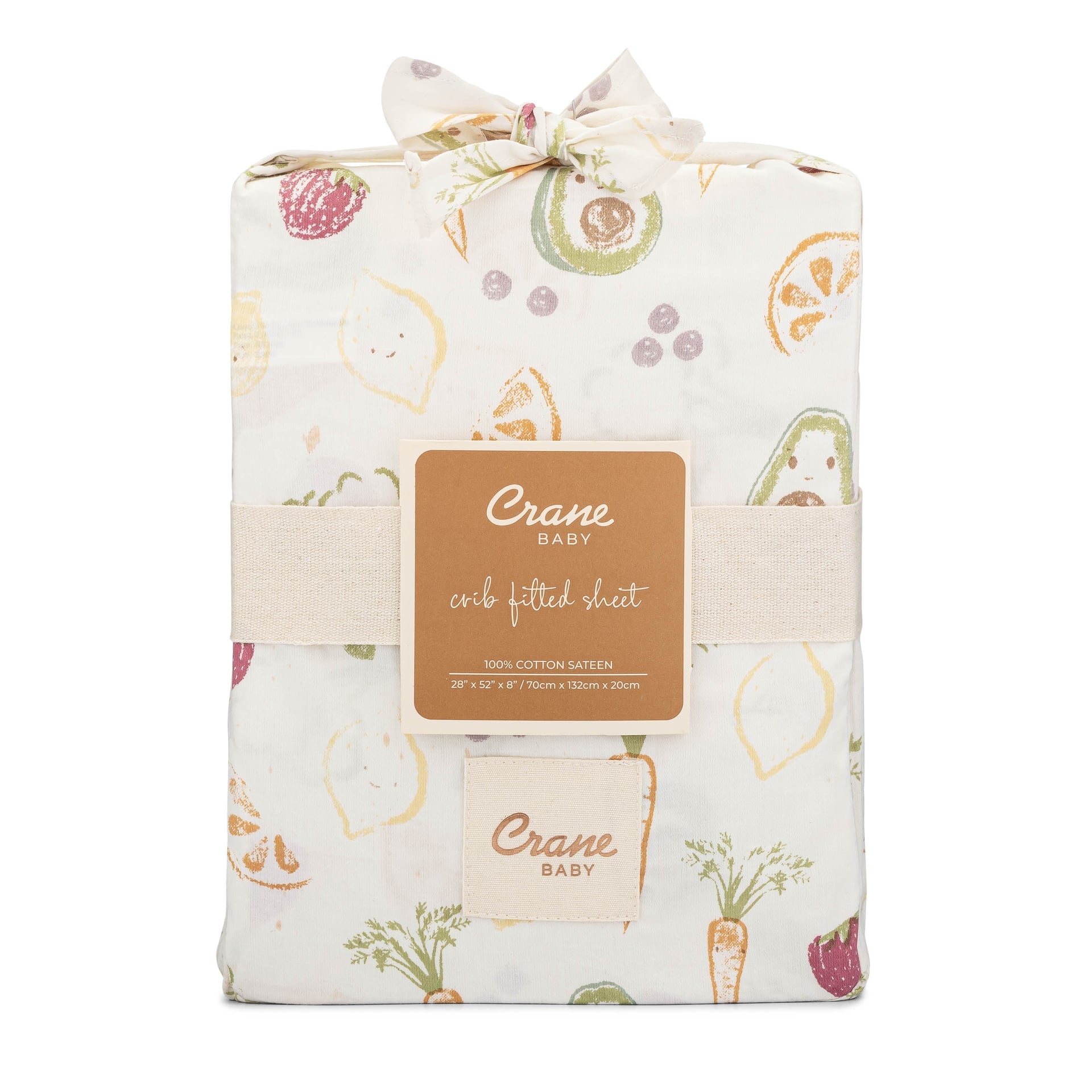 Crane Baby Clementine Fruits & Veggies Cotton Fitted Crib Sheet- Bambi Baby