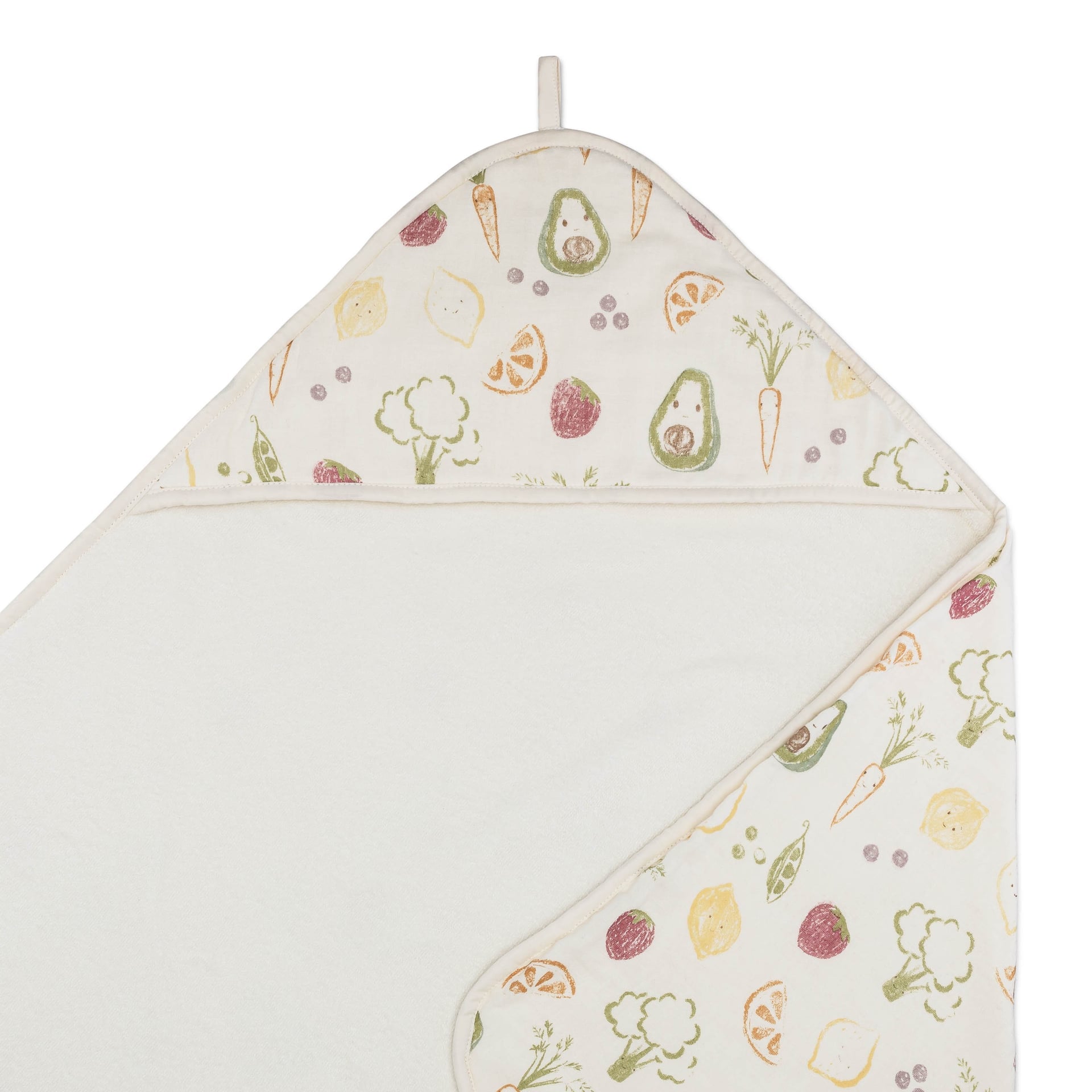 Crane Baby Clementine Fruits & Veggies Hooded Baby Bath Towel & Washcloth Set- Bambi Baby