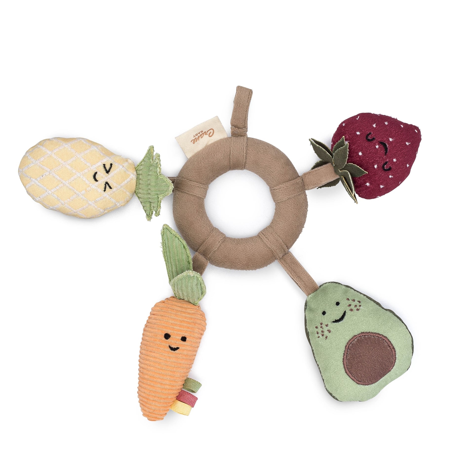 Crane Baby Clementine Fruits & Veggies Soft Plush Activity Ring- Bambi Baby