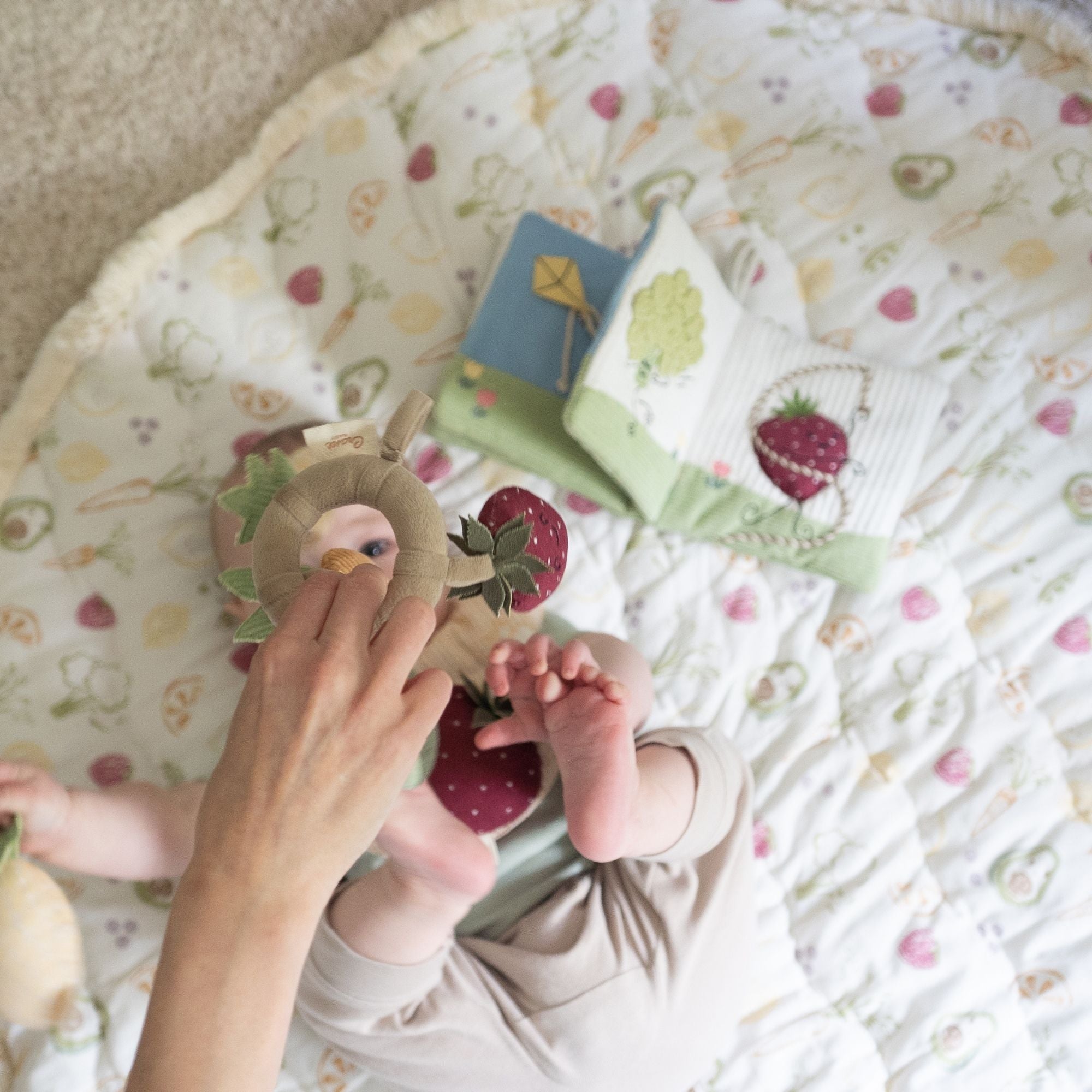 Crane Baby Clementine Fruits & Veggies Soft Plush Activity Ring- Bambi Baby