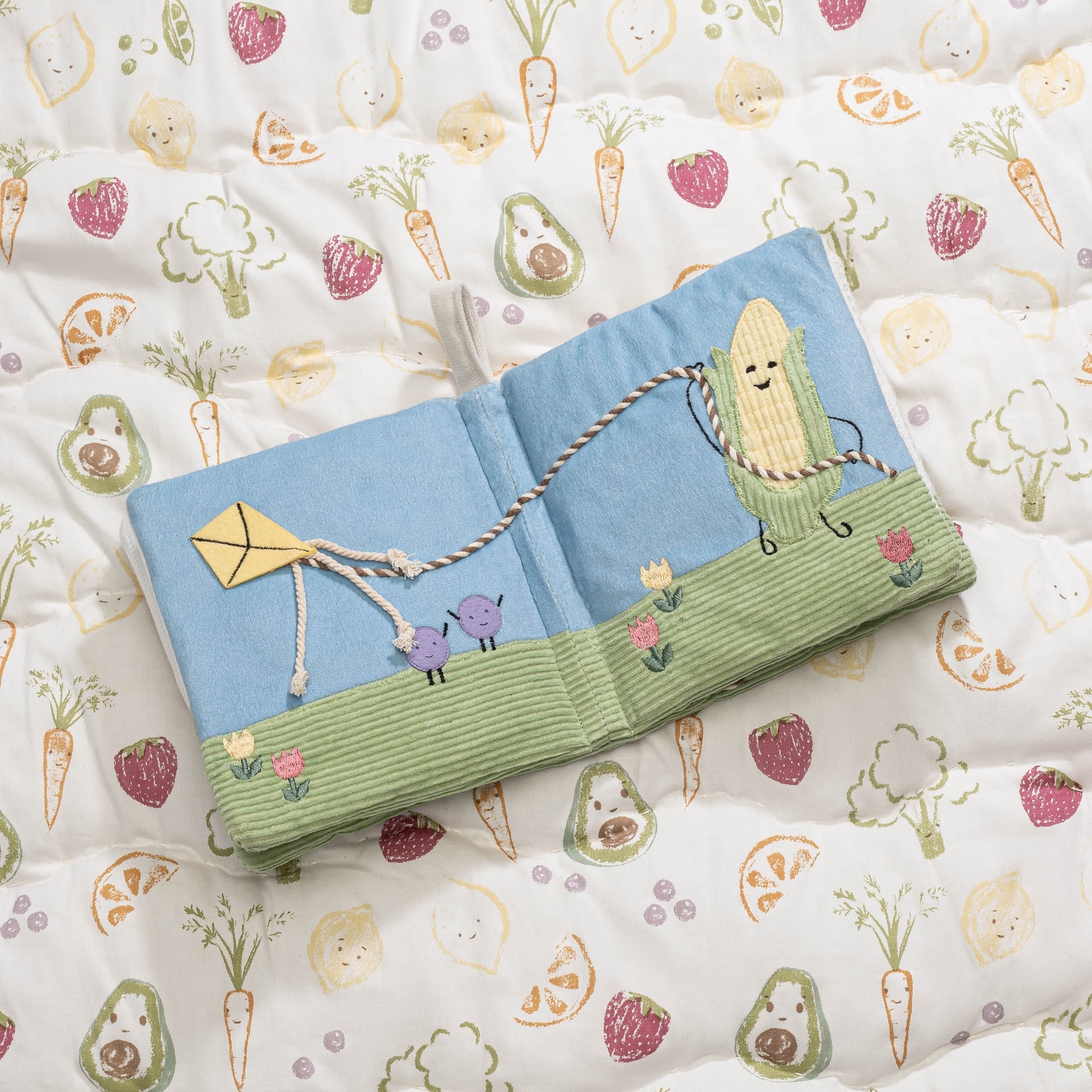 Crane Baby Clementine Fruits & Veggies Soft Plush Activity Book- Bambi Baby