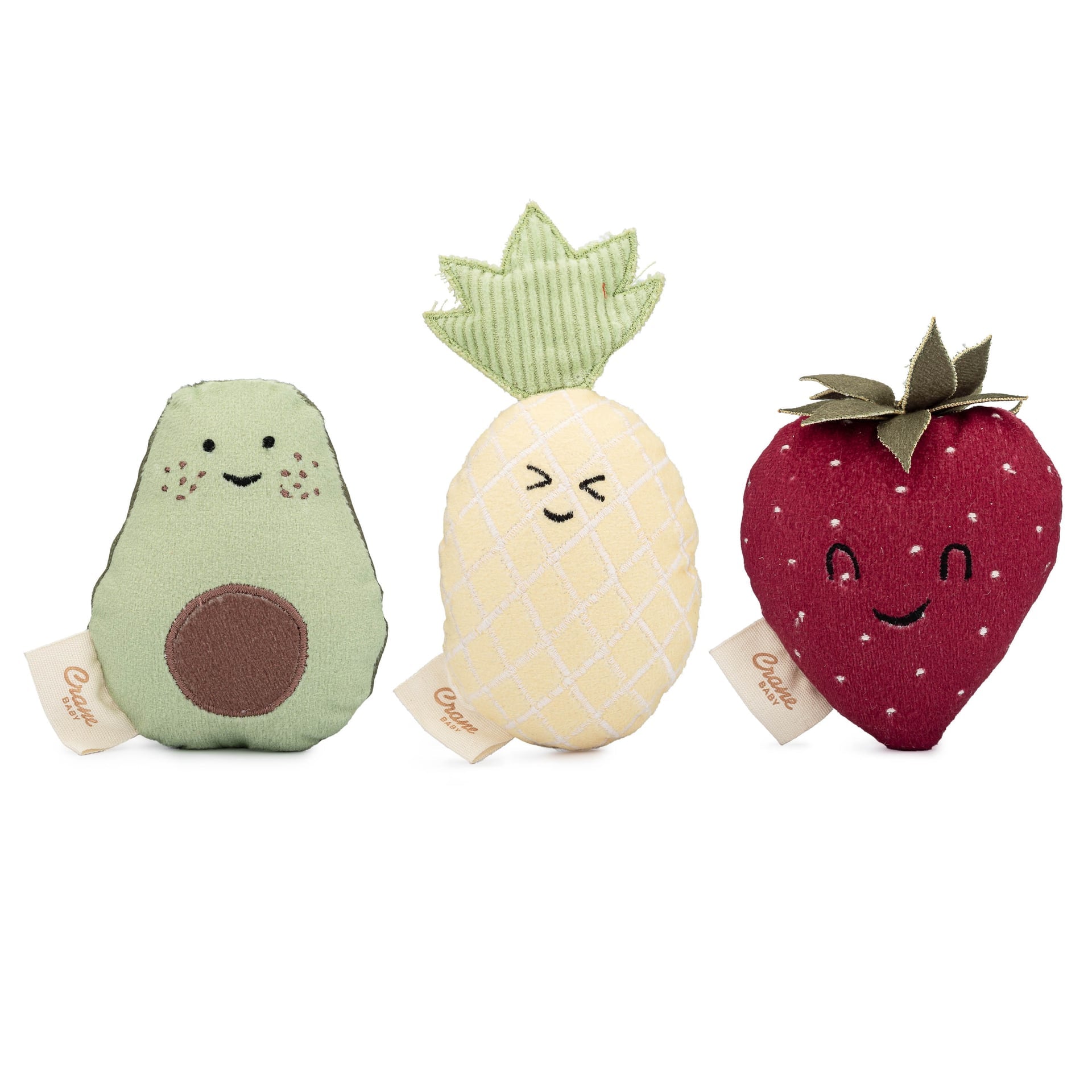 Crane Baby Clementine Fruits & Veggies Soft Plush Rattle Set- Bambi Baby