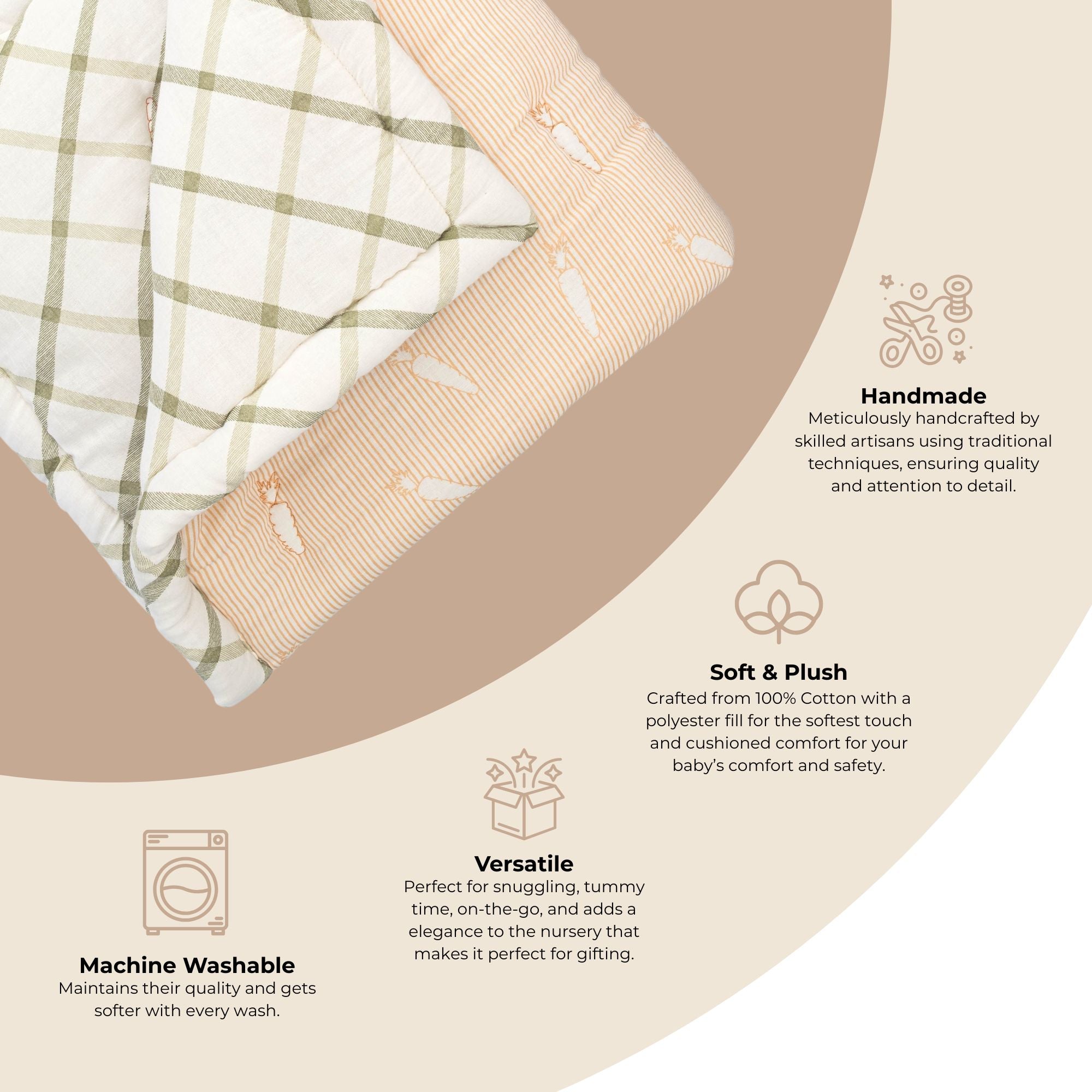 Crane Baby Clementine Fruits & Veggies Cotton Quilted Blanket- Bambi Baby