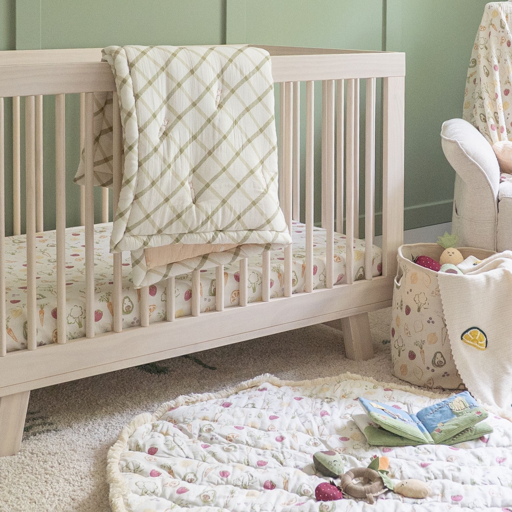 Crane Baby Clementine Fruits & Veggies Cotton Quilted Blanket- Bambi Baby