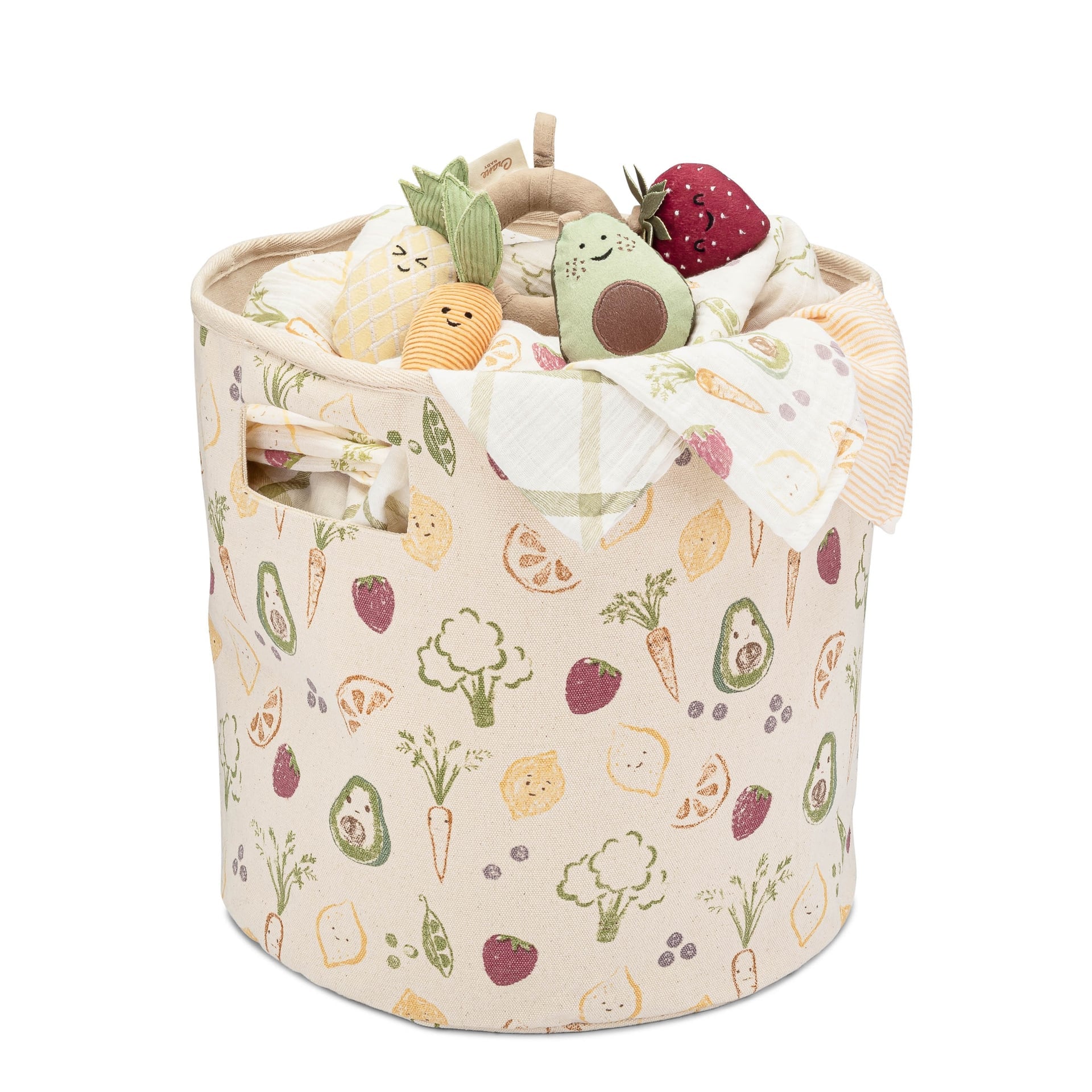 Crane Baby Clementine Fruits & Veggies Canvas Storage Bin- Bambi Baby