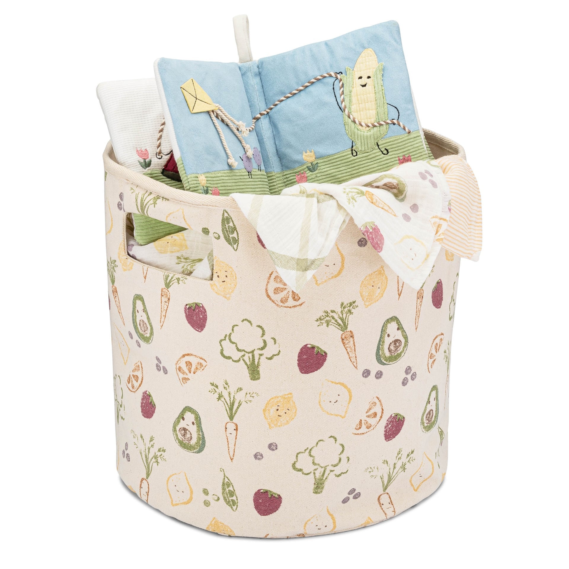 Crane Baby Clementine Fruits & Veggies Canvas Storage Bin- Bambi Baby