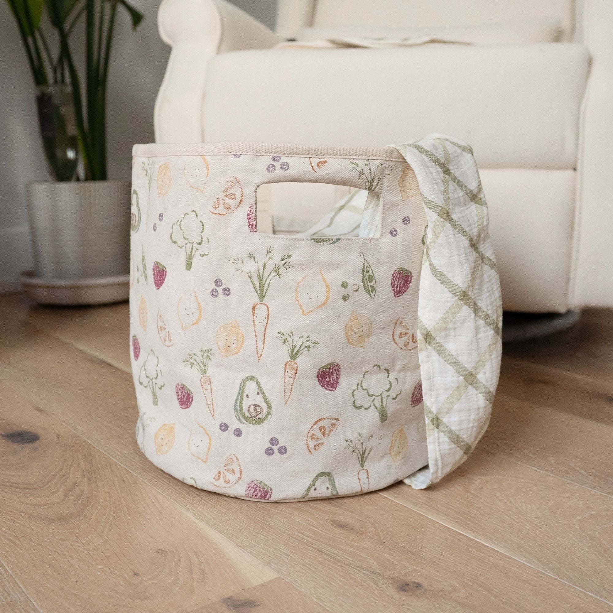Crane Baby Clementine Fruits & Veggies Canvas Storage Bin- Bambi Baby