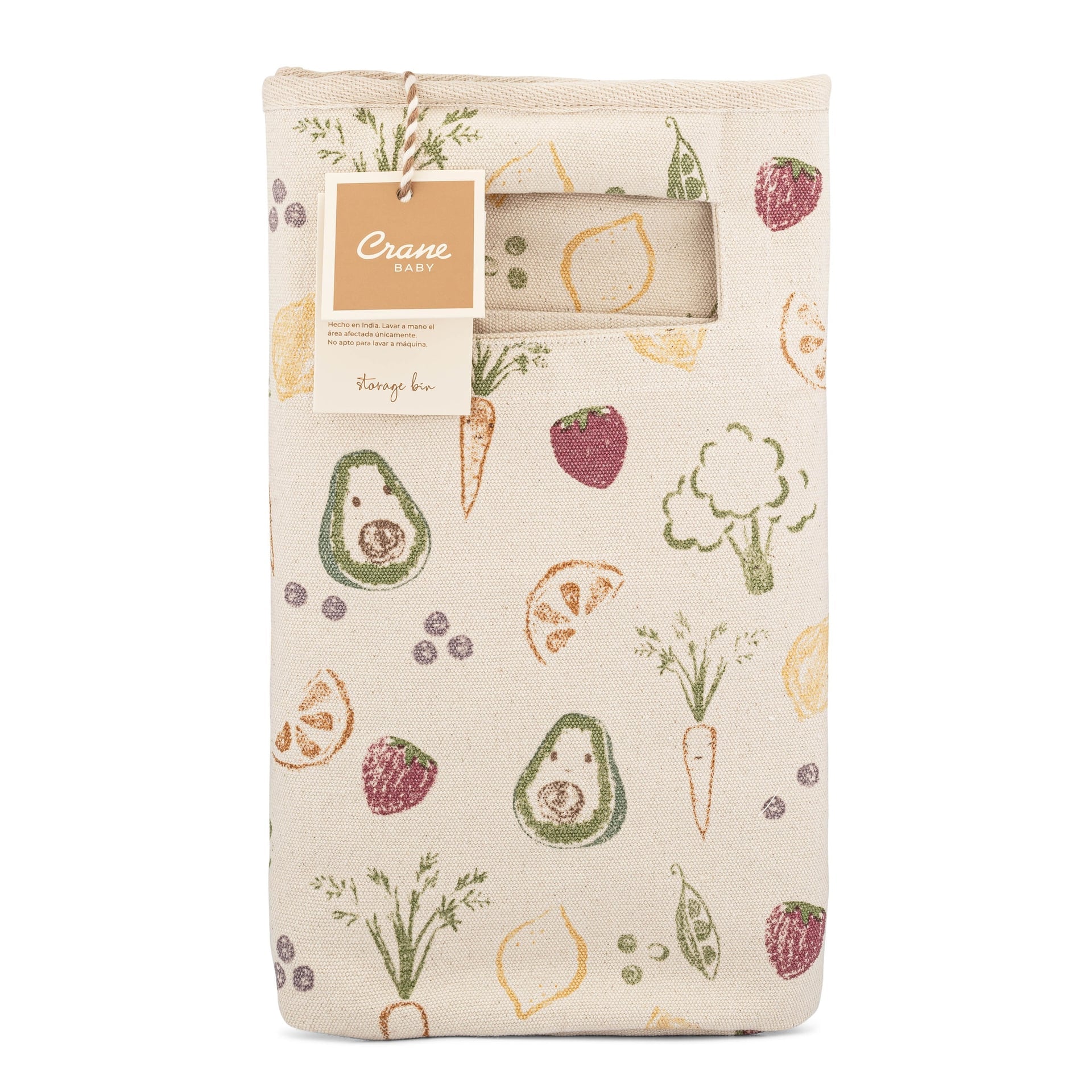 Crane Baby Clementine Fruits & Veggies Canvas Storage Bin- Bambi Baby