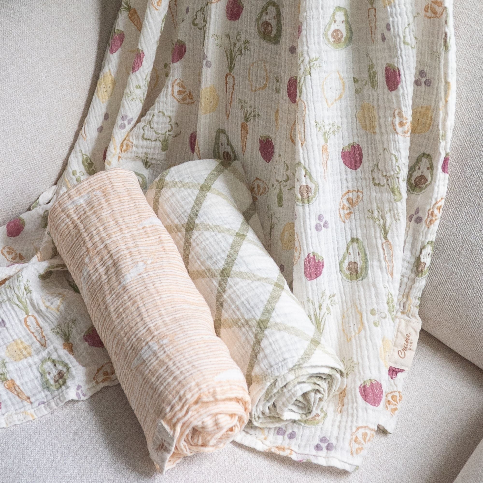 Crane Baby Clementine Cotton Muslin Swaddle Blanket Set- Bambi Baby