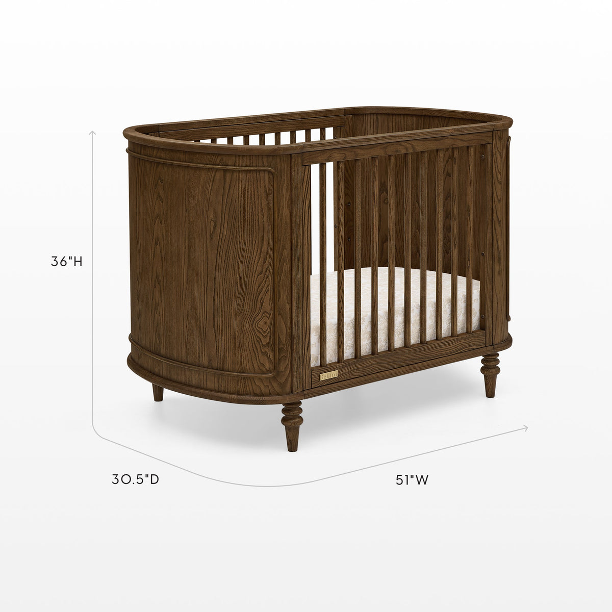 Bellini Provence 4-in-1 Oval Convertible Crib & Breathable Luxury Mattress- Bambi Baby