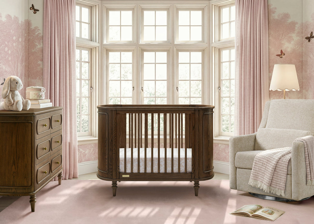 Bellini Provence 4-in-1 Oval Convertible Crib & Breathable Luxury Mattress- Bambi Baby