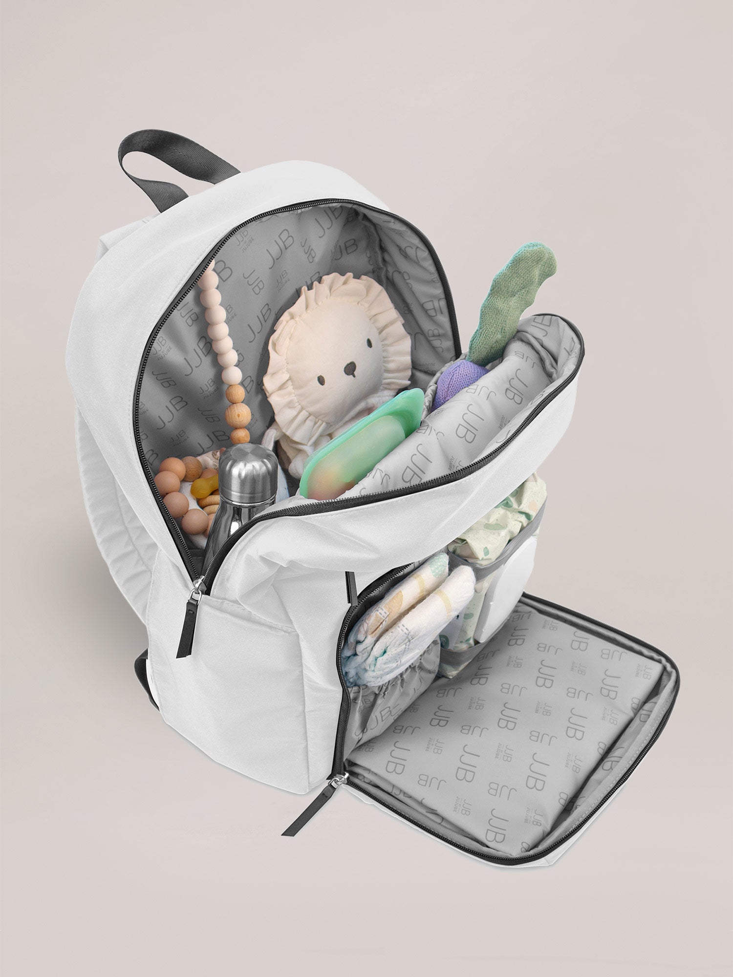 JuJuBe Deluxe Backpack Diaper Bag - Grey- Bambi Baby