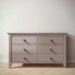 Ash Silva Edison Double Dresser with Brass Knobs - Front View | Bambi Baby
