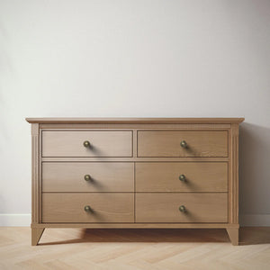 Harvest Wood Silva Edison Double Dresser with Brass Knobs - Front View | Bambi Baby