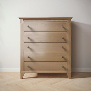 Harvest Wood Silva Edison Tall Chest 5-Drawer - Front View | Bambi Baby