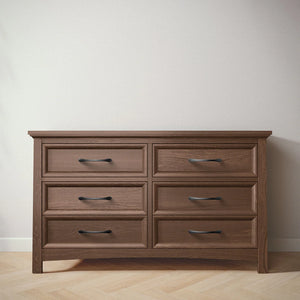 Nocello Walnut Wood Silva Serena Double Dresser 6-Drawer Nursery Storage - Front View | Bambi Baby