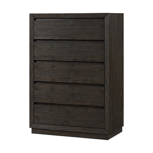 Cocoa Pine Wood 5 Drawer Chest - Front View | Bambi Baby