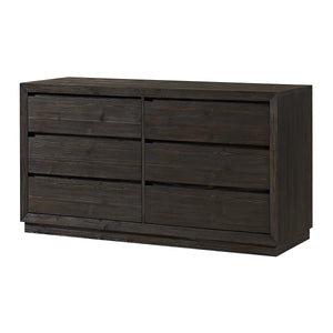 Cocoa Pine Wood 6-Drawer Double Dresser - Front View | Bambi Baby