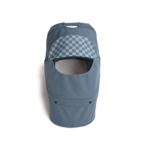 Dusk Blue Bumbleride Indie Twin Bassinet - Top View with Mesh Window | Bambi Baby