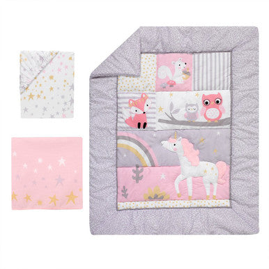 Bedtime Originals Rainbow Unicorn 3-Piece Bedding Set- Bambi Baby