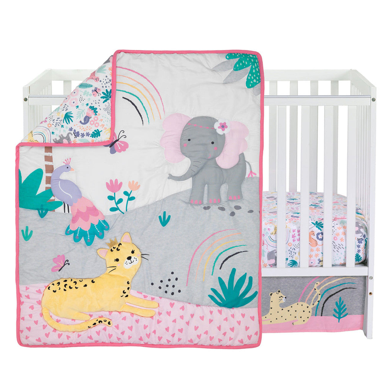 Bedtime Originals Rainbow Jungle 3-Piece Bedding Set- Bambi Baby