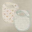 Oilo Fable Bibs 2 Pack- Dainty Floral & Stripe Sea Moss Organic Muslin
