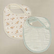 Oilo Fable Bibs 2 Pack- Dainty Floral & Stripe Sea Moss Organic Muslin - Bambi Baby