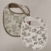 Pack de 2 baberos Oilo Fable - Muselina orgánica estilo safari y bosque vintage