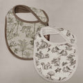 Oilo Vintage Safari & Woodland Organic Muslin Baby Bibs 2-Pack - Flat Lay | Bambi Baby