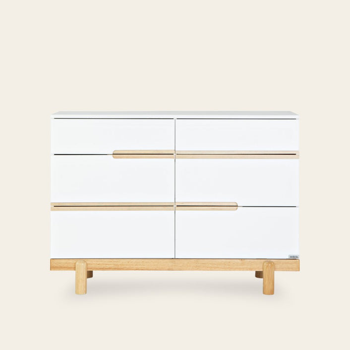 Dadada Bliss 6-drawer dresser, white/natural (2 boxes) Interlock Glides- Bambi Baby