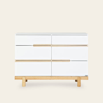 Dadada Bliss 6-drawer dresser, white/natural (2 boxes) Interlock Glides- Bambi Baby