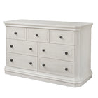 Brushed Ivory Sorelle Vista Elite Double Dresser - Front View with Dark Hardware | Bambi Baby