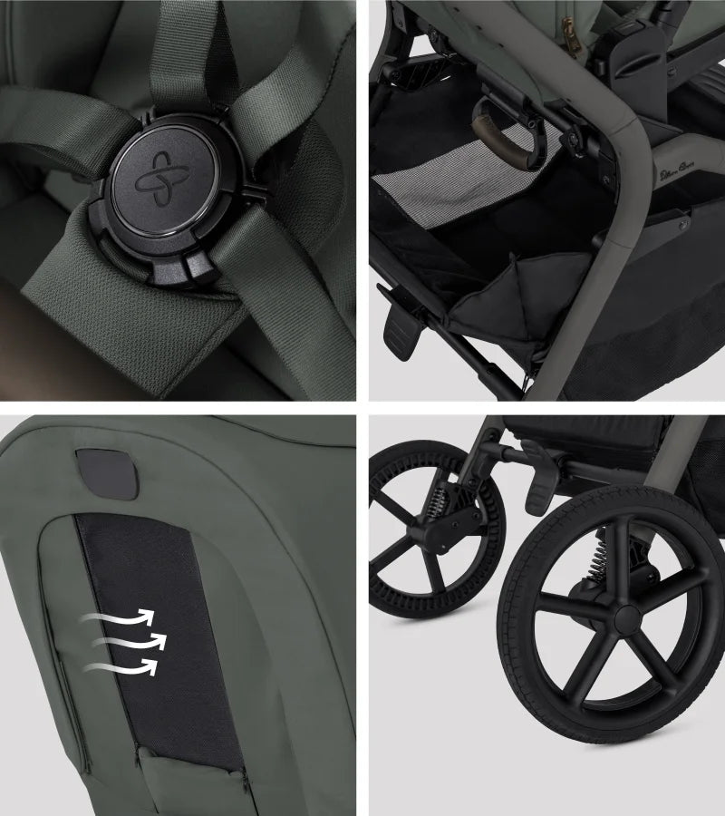Silver Cross Breez Compact Stroller + Folding Bassinet Bundle- Bambi Baby