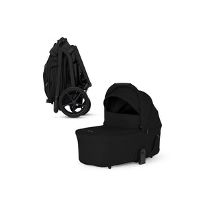 Onyx Silver Cross Breez Compact Bassinet with Folded Stroller - Side View | Bambi Baby