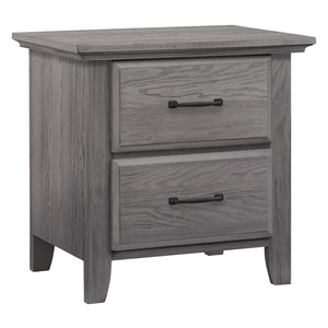 Graphite Gray Wood Chandler 2 Drawer Nursery Nightstand - Angle View | Bambi Baby
