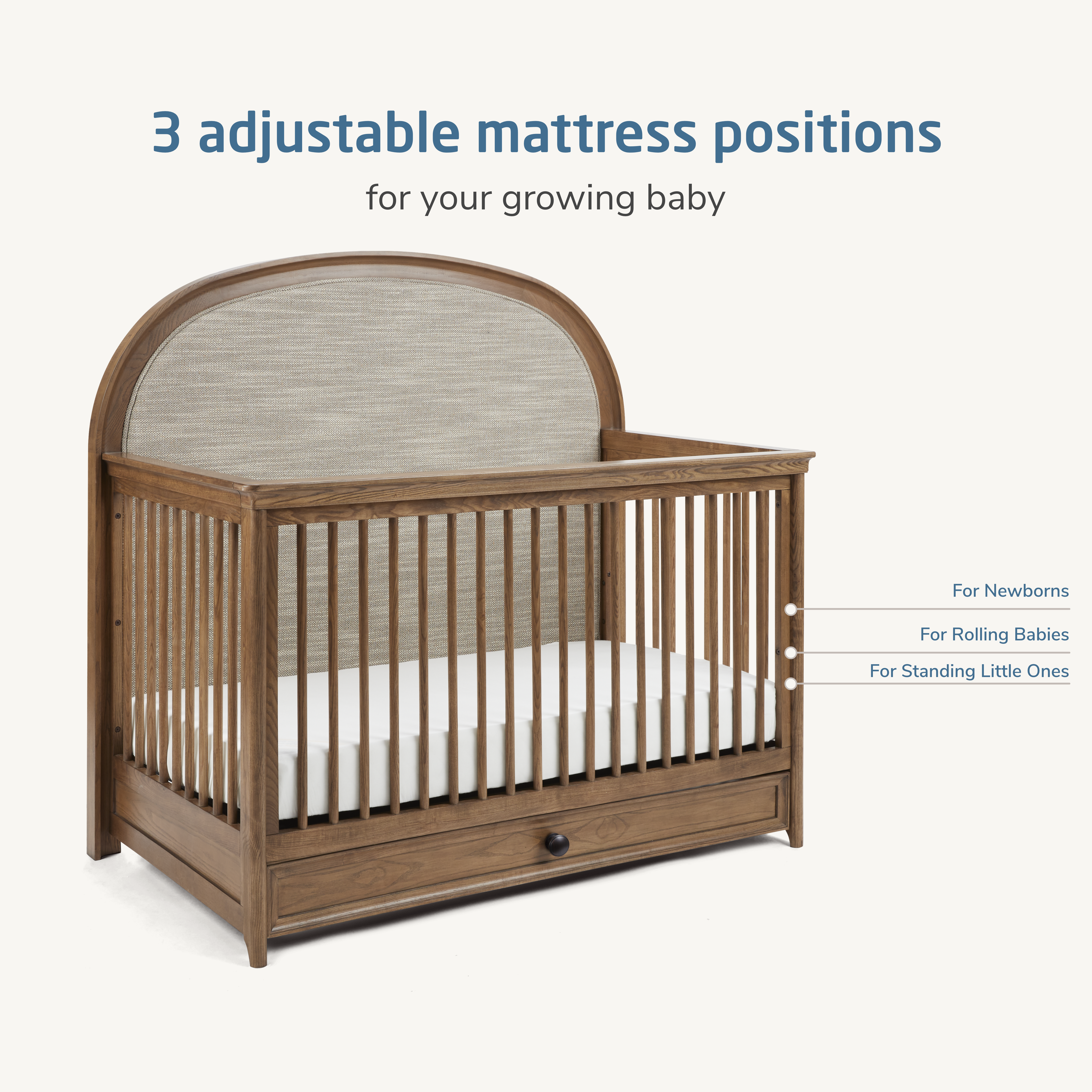 Maxi Cosi Quiet Luxury 6-in-1 Convertible Crib with Toddler Bed/Daybed Conversion Kit- Bambi Baby