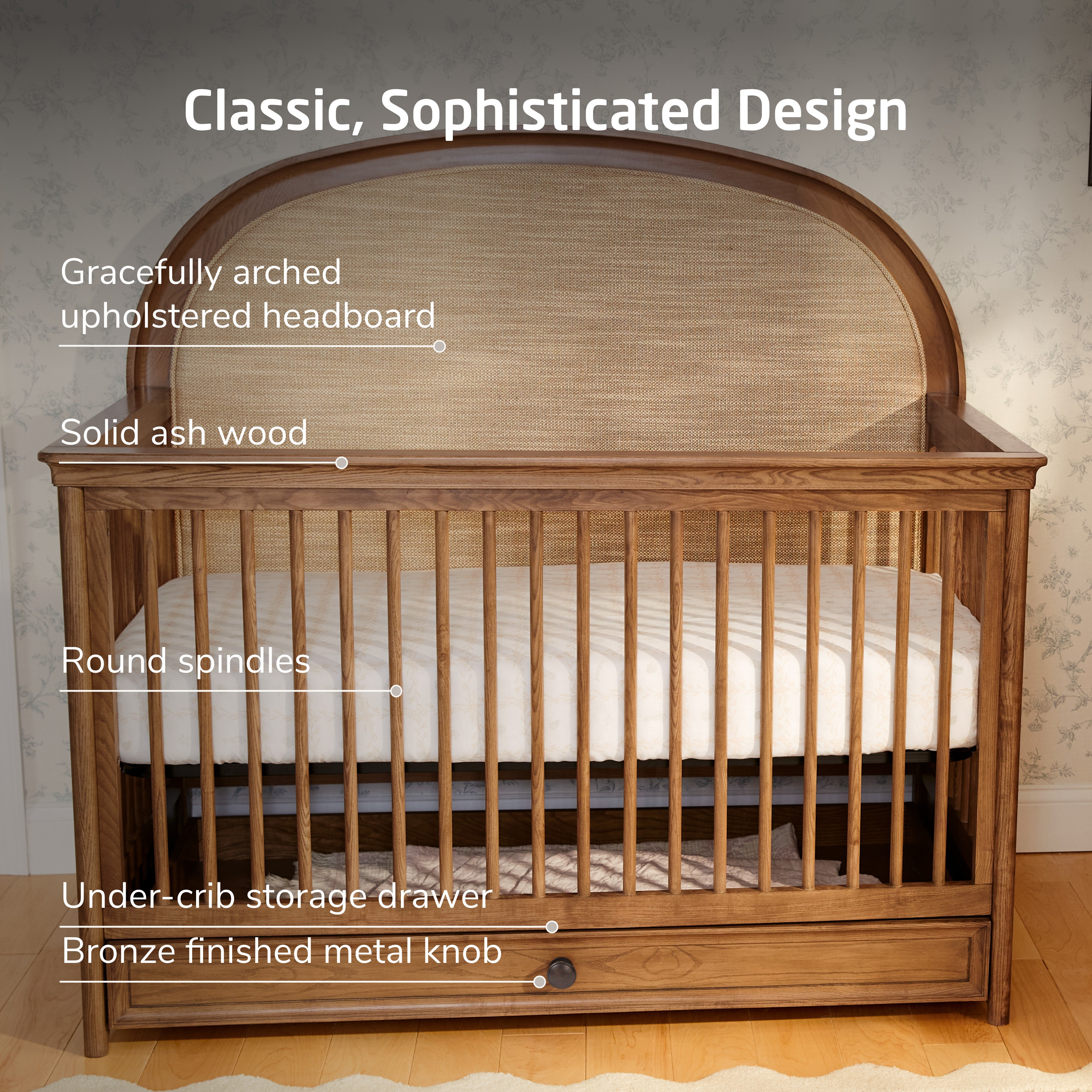 Maxi Cosi Quiet Luxury 6-in-1 Convertible Crib with Toddler Bed/Daybed Conversion Kit- Bambi Baby