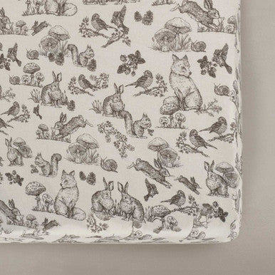 Oilo Fable Crib Sheet- Woodland Organic Jersey- Bambi Baby