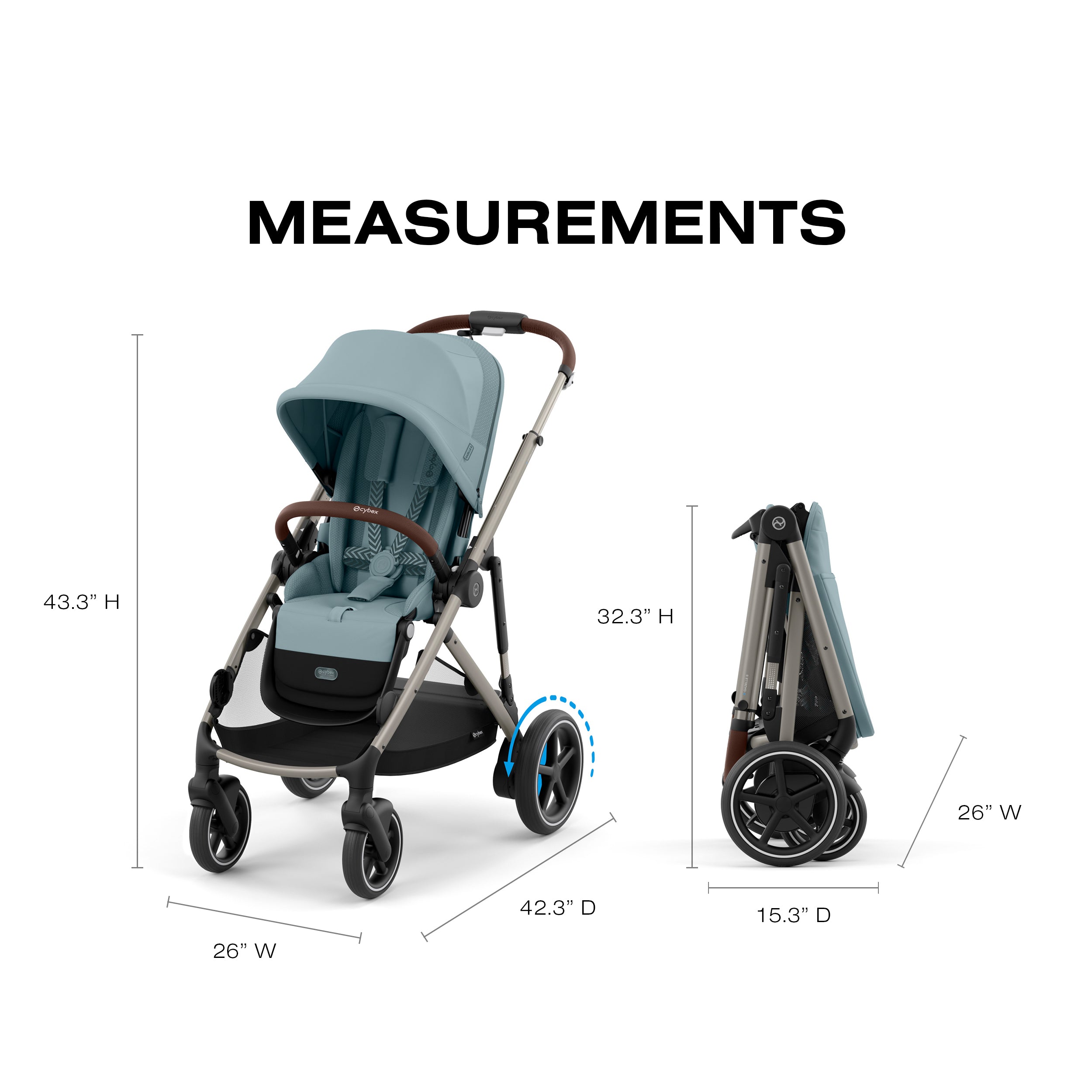 Cybex e-Gazelle S Electronic Assist Stroller, Taupe Frame/Stormy Blue